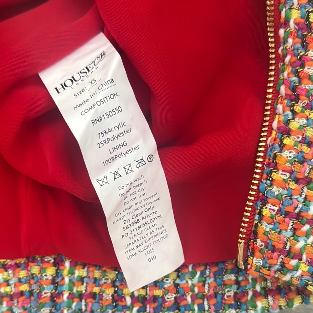 Multicolor Strapless Tweed Dress - Picture 6 of 7